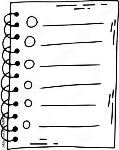 Spiral notebook with empty checklist for planning tasks