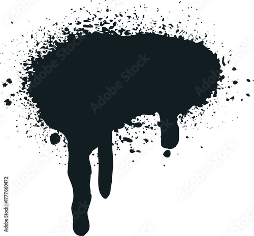 Black spray paint splat and dripping ink grunge effect