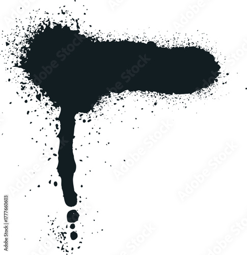 Black paint splatter dripping grunge abstract element