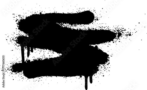 Black spray paint splatters creating abstract grunge background