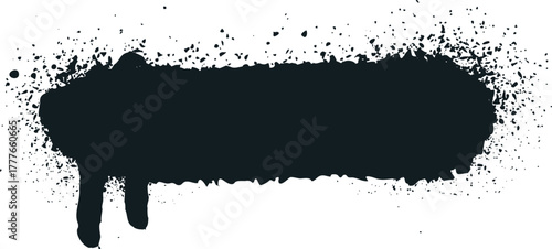 Grunge black spray paint splatter banner frame