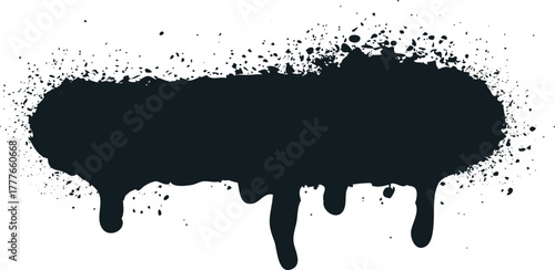 Black spray paint graffiti banner dripping splatter