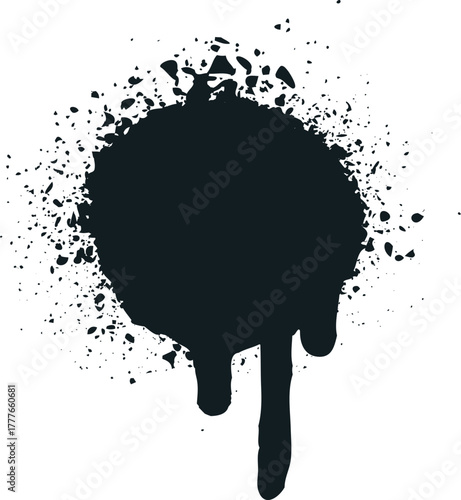 Black ink splatter dirty grunge texture dripping