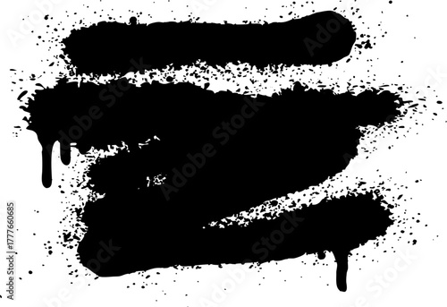 Black spray paint graffiti dripping ink splattering background