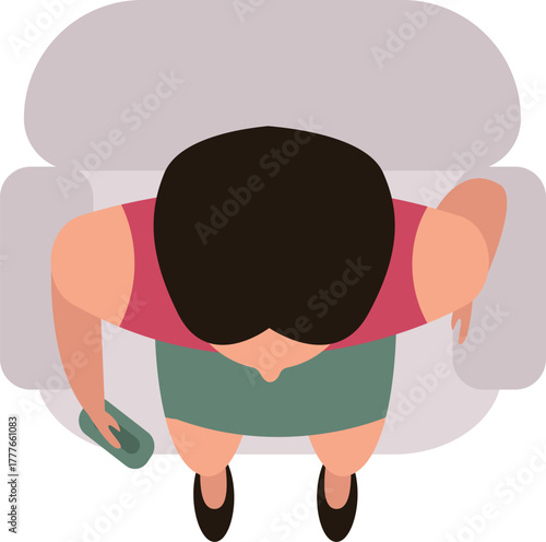 Woman sitting on couch using mobile phone