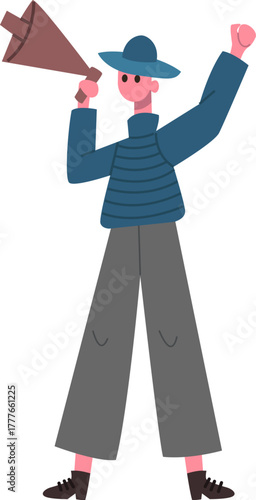 Person holding megaphone protesting fighting for rights