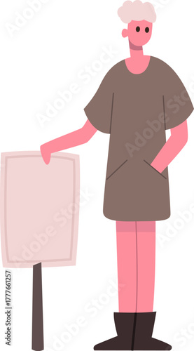 Person holding blank sign for protest or demonstration