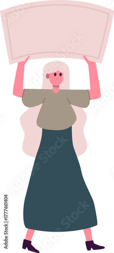 Woman activist holding blank protest sign during demonstration