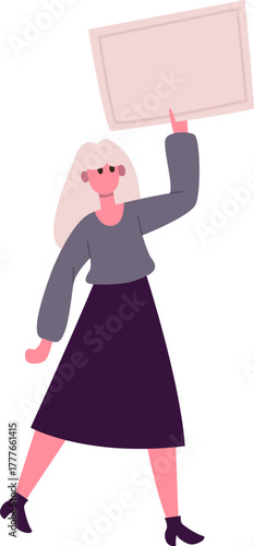 Woman holding blank protest sign advocating social justice