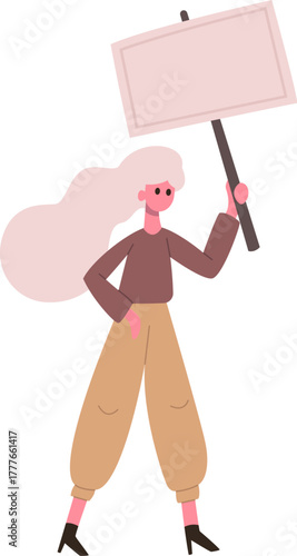 Woman holding blank sign advocating for protest and activism