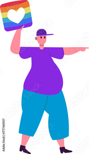 Person holding rainbow heart for LGBTQ plus pride