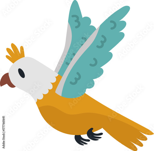 Flying parrot bird cartoon vector illustration icon