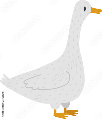 White goose standing cartoon drawing simple animal