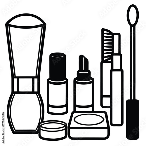 Pink fashion manicure nail polish bottle and cosmetic accessory set