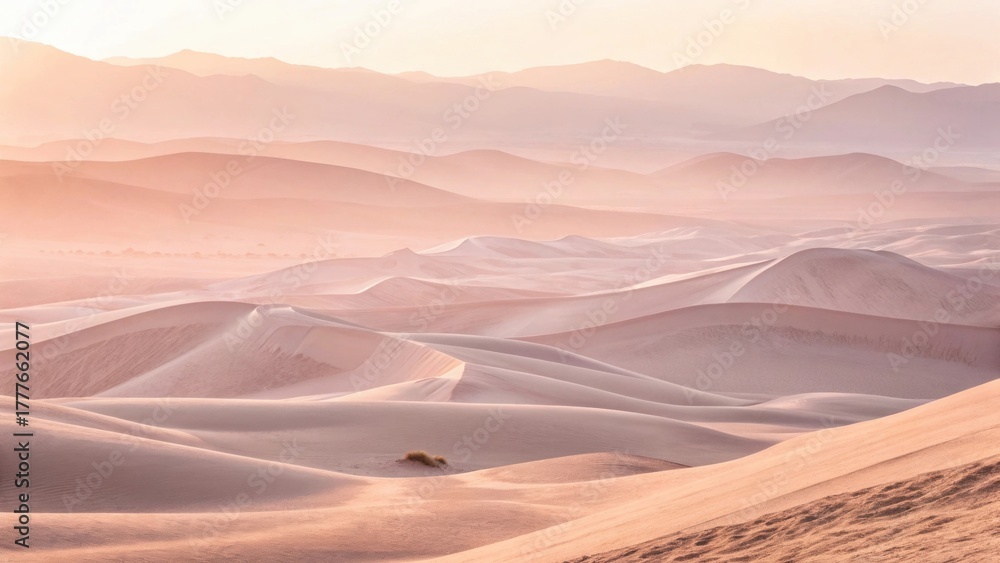 Naklejka premium Stunning desert landscape with soft light and rolling sand dunes