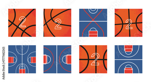 Basketball sports themed graphic, seamless design features texture and game elements, perfect for