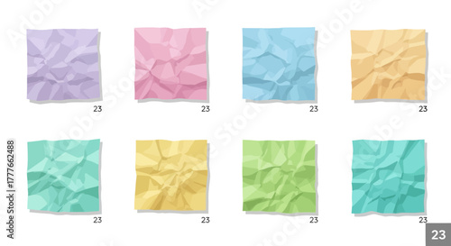Pastel colored crumpled papers create artistic and textured backgrounds for layouts or designs