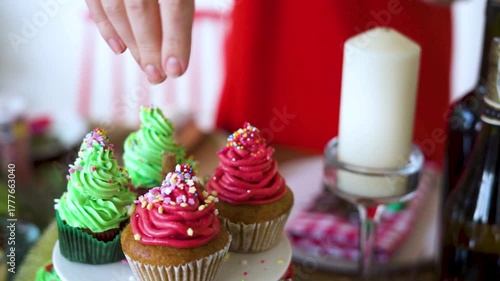banquet party cup cake decorated with beans