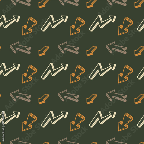 Seamless Zigzag and Directional Arrow Pattern on Dark Olive Green