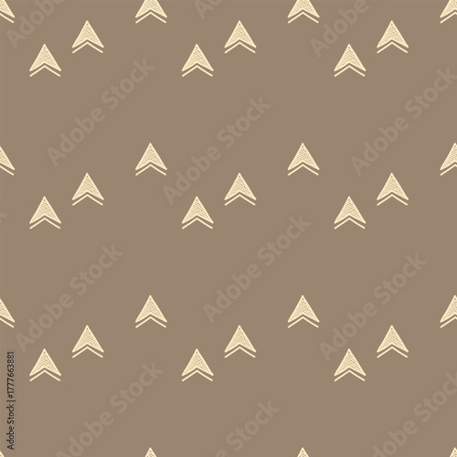 Seamless Pattern with Beige Arrows on Brown Background