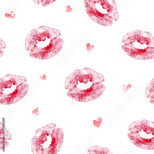 Pattern With the Imprint of Women Lips