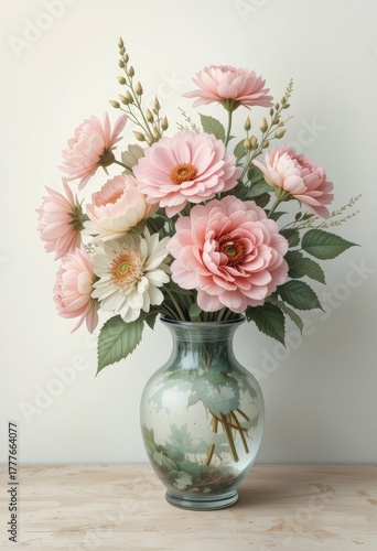 Wallpaper Mural bouquet of flowers in vase illustration Torontodigital.ca