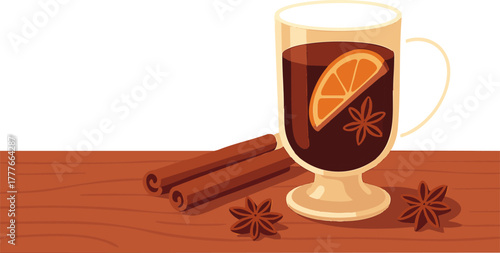 Cozy Mulled Wine Still Life with Orange and Cinnamon