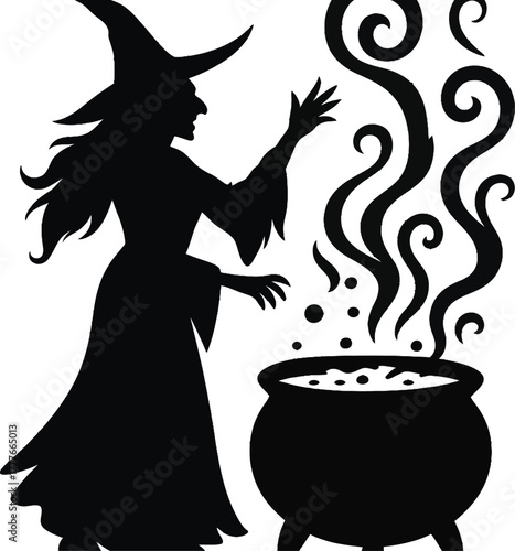 halloween witch with a magic wand