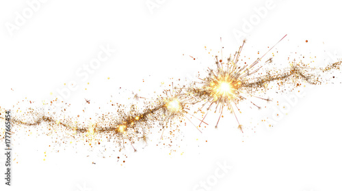 Sparkler fireworks trail glowing bright light isolated on transparent background