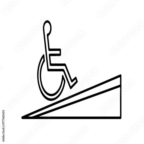 Wheelchair accessibility ramp silhouette isolated on white background