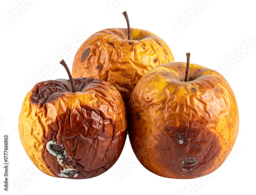 Three Rotten Apples with Decay Texture PNG