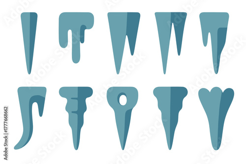 Unique shapes of blue decorative elements displayed in a modern design arrangement