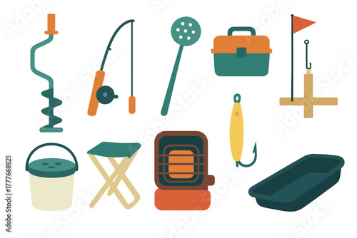 Essential fishing gear displayed for a successful day by the lake during summer