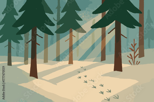 Icon forest illustration modern serenity text vector negative numbers speech winter no