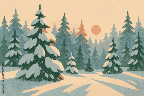 Forest colors winter no icon cohesive vector text characters glow numbers illustration