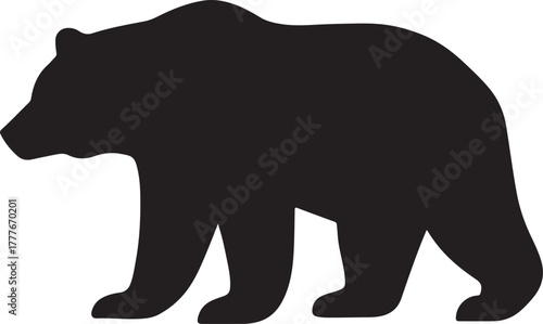 Grizzly Bear Silhouette Vector – Wild North American Animal Illustration 