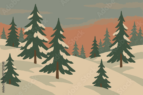 Snowy style bubbles chinese no landscape icon models pine typography marks modern