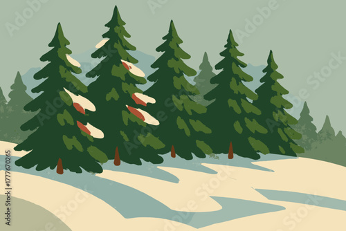 Flat emojis vector snowy pines layout icon cohesive marks sunlit minimal no