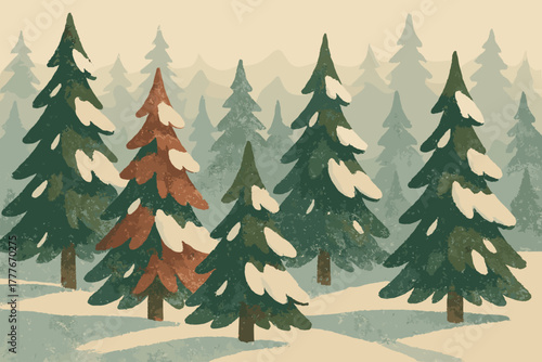 Product forest no any snowy flat vector icon labels workstation cohesive pine