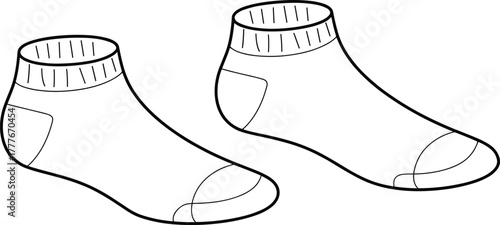 Vector illustration of ankle socks with ribbed cuffs, low cut design, casual footwear, fashion accessory, athletic comfort, isolated style.