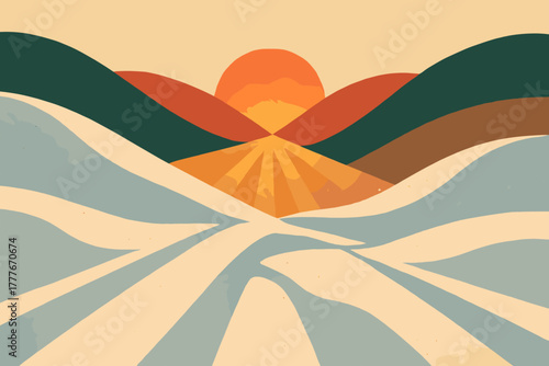 Abstraction minimal letters winter icon models no sunrise marks numbers vector characters