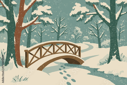 Icon chinese letters cohesive typography modern numbers text no pathway snowy bridge