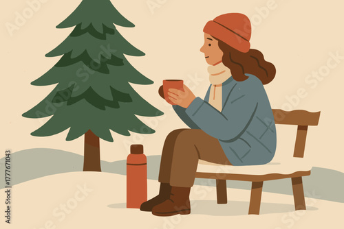 Characters layout flat emojis reflection outdoors negative no winter captions workstation vector