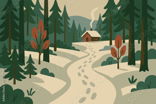 Workstation speech trail characters icon vector winter labels forest letters cyrillic numbers