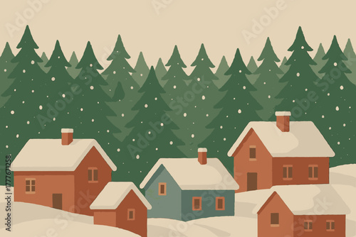 Village text snowy models no vector marks serenity cohesive icon warm labels