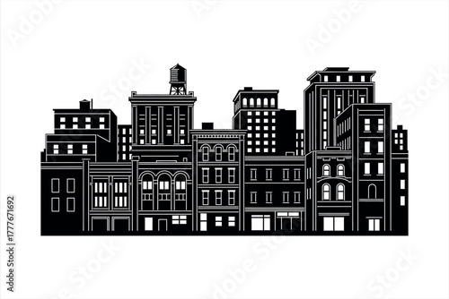 City Buildings Vector Silhouette