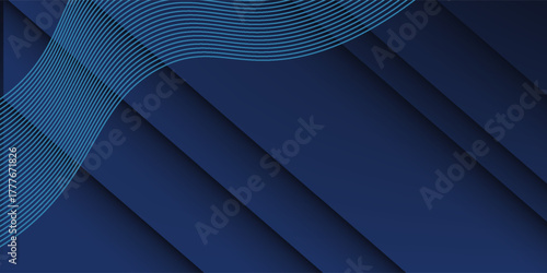 3D abstract background with paper cut shapes. Vector design layout for business presentations, flyers, posters and invitations. Blue carving art with line stripes modern shiny element