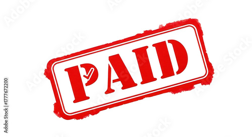 Red and black paid stamp isolated on transparent background