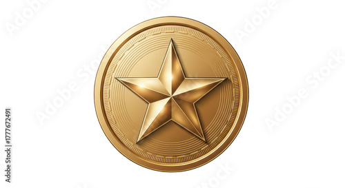 Golden texas star emblem isolated on transparent background