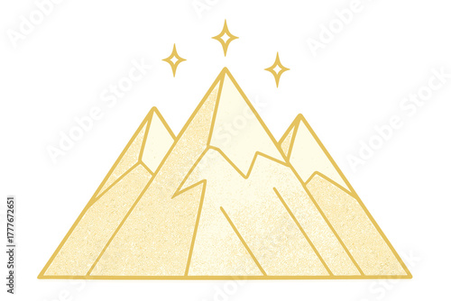 Mountain peaks shining brightly under a clear sky full of stars in a peaceful landscape setting